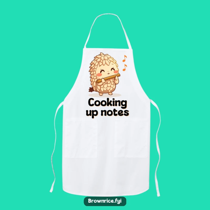Funny Brown Rice Flute Chef Apron - Musical Kitchen Fun Gift