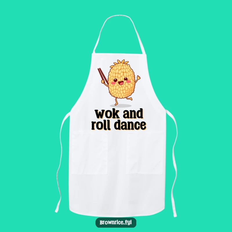 Funny Brown Rice Dancing Apron - Joyful Chef Character Gift