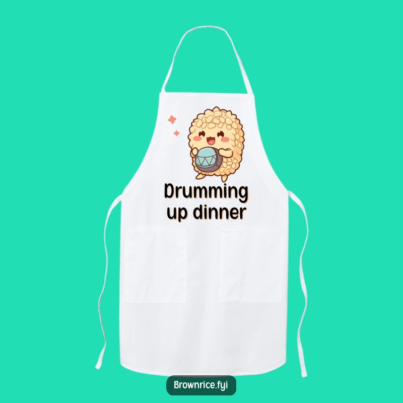 Funny Brown Rice Drumming Bunch Apron: Cook to the Beat