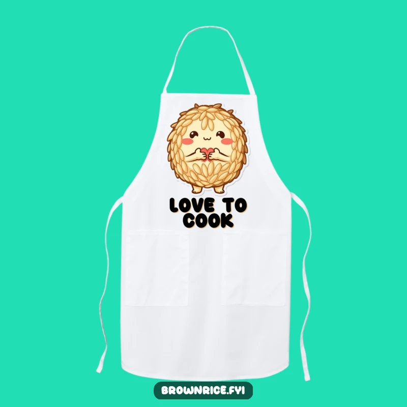Funny Brown Rice Heart Apron: Cook with love, great funny gift!