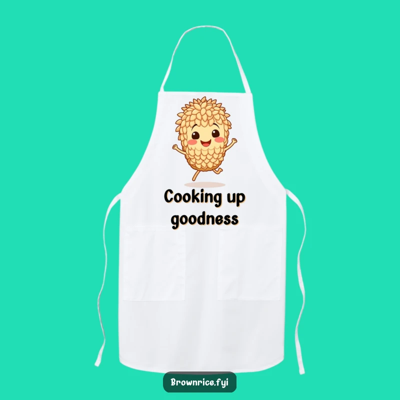 Funny Brown Rice Hop Apron: Cook with Cheer from a Hopping Grain Pal!