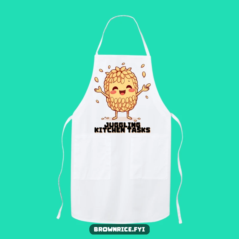 Funny Brown Rice Juggler Apron: Juggling Flavors with a Skilled Grain Pal!