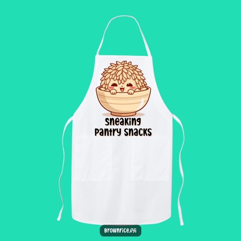 Funny Brown Rice Mischief Apron: Cook Up Some Fun with a Peeking Grain!