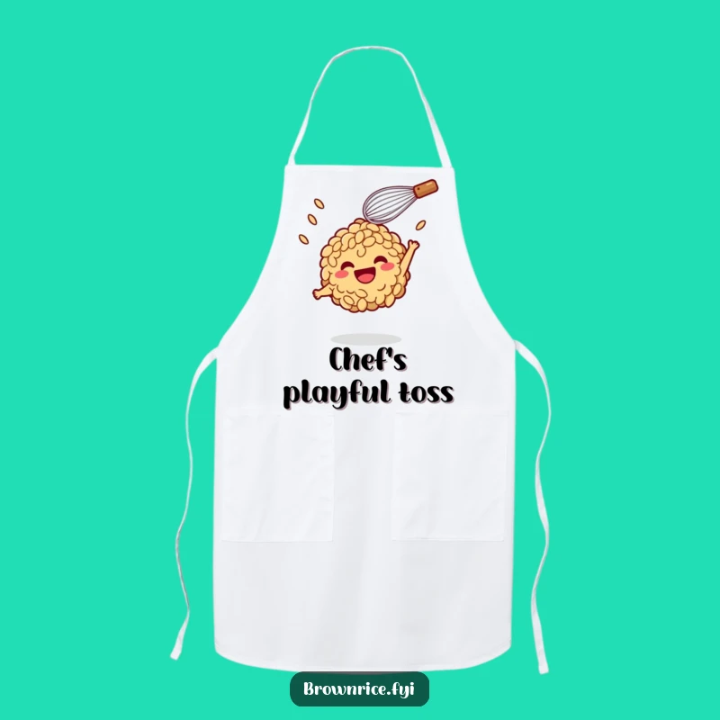 Funny Brown Rice Whisk Toss Apron: Cook with laughs, perfect funny gift!