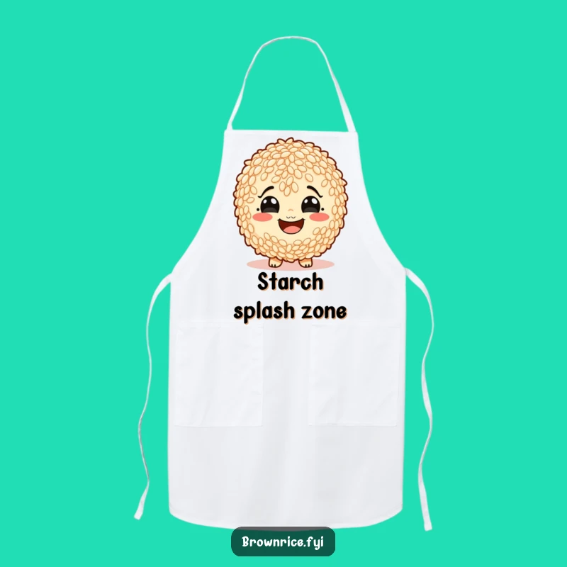 Funny Starchy Smile Brown Rice Apron: Humorous Grain Character Kitchen Gift