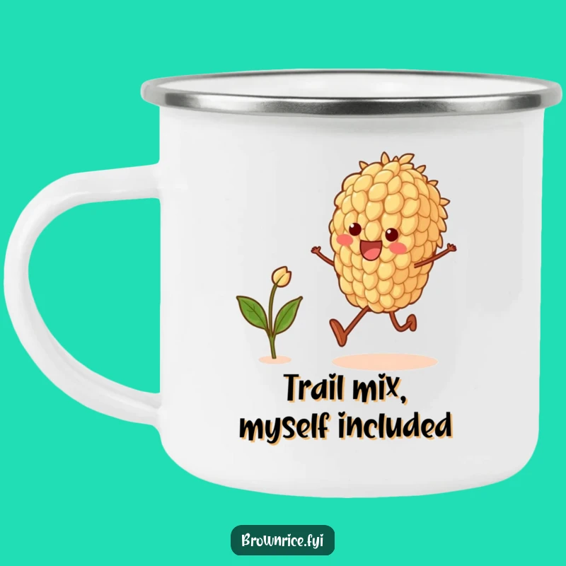 Funny Brown Rice Grain Skipping Camping Mug: Durable Joyful Character Cup, Best Funny Gift