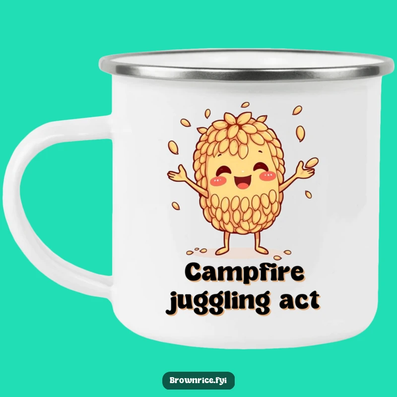 Funny Brown Rice Juggler Camping Mug: Skillful Sips in the Great Outdoors!