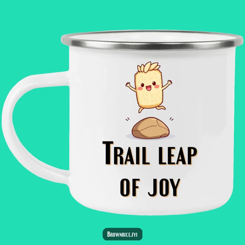 Funny Brown Rice Jumping Pebble Camping Mug: Adventure Leap