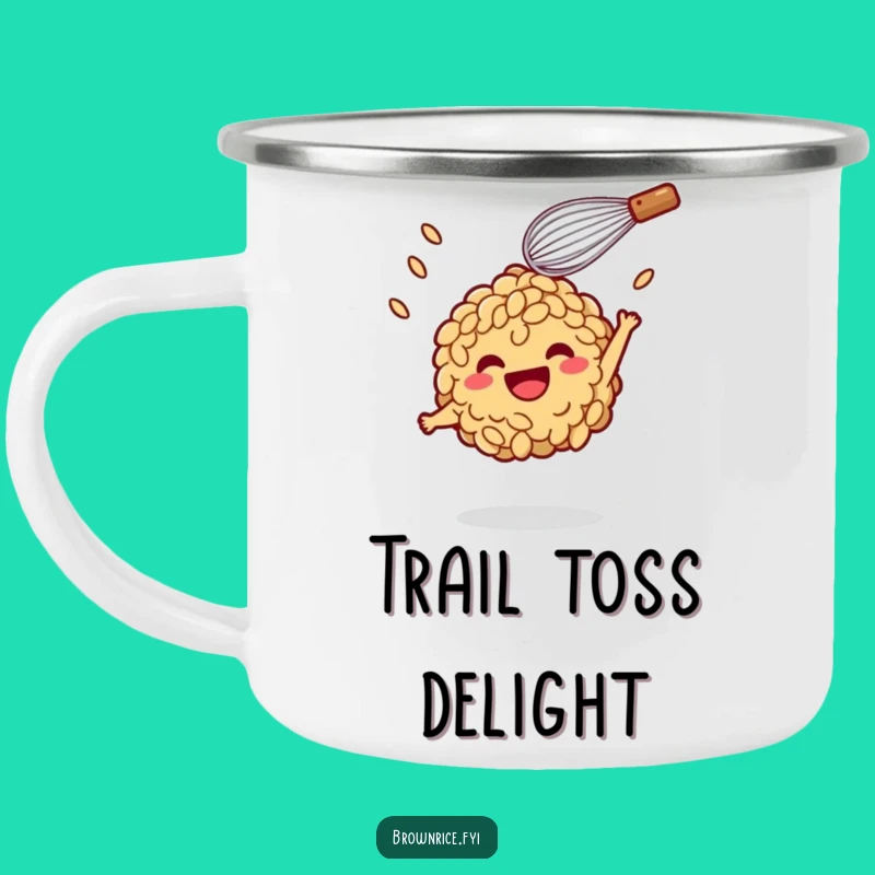 Funny Brown Rice Whisk Toss Camping Mug: Adventure laughs, perfect funny gift!