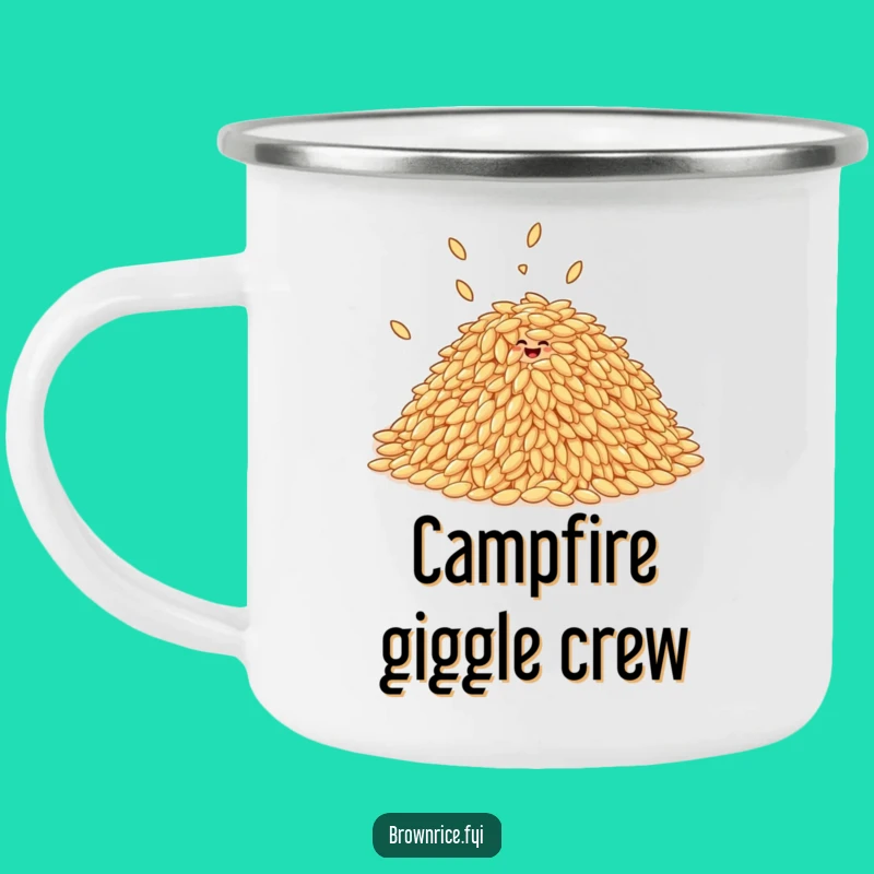 Funny Giggling Rice Grains Camping Mug, Joyful Outdoor Wear for a Happy Gift