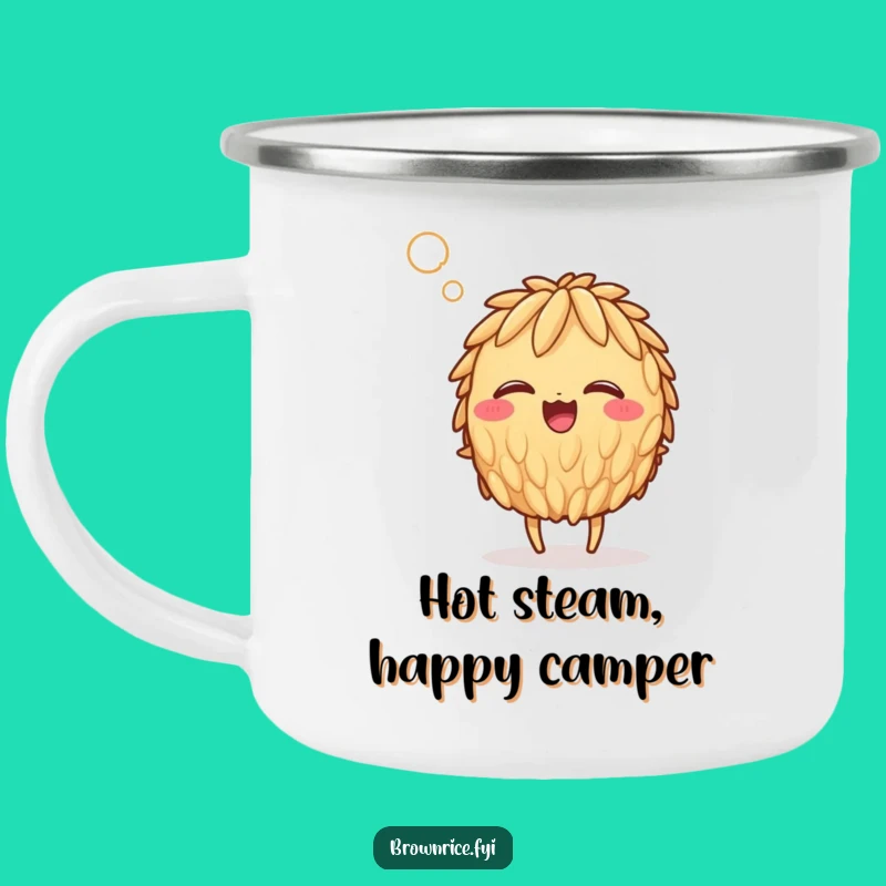 Funny Steaming Rice Grain Camping Mug: Giggling Adventure in Every Sip