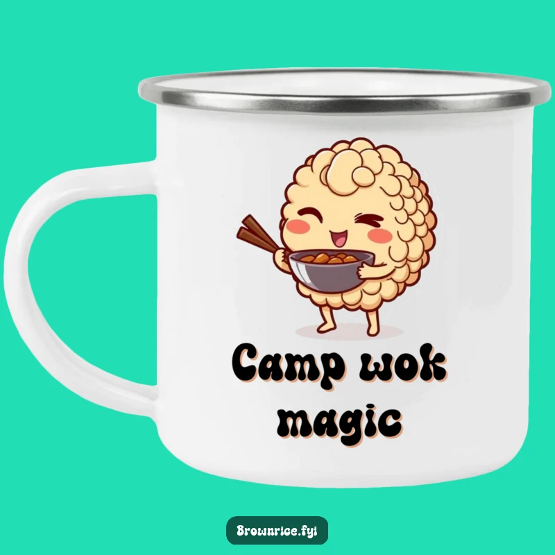 Funny Winking Rice Camping Mug - Playful Wok Outdoor Fun