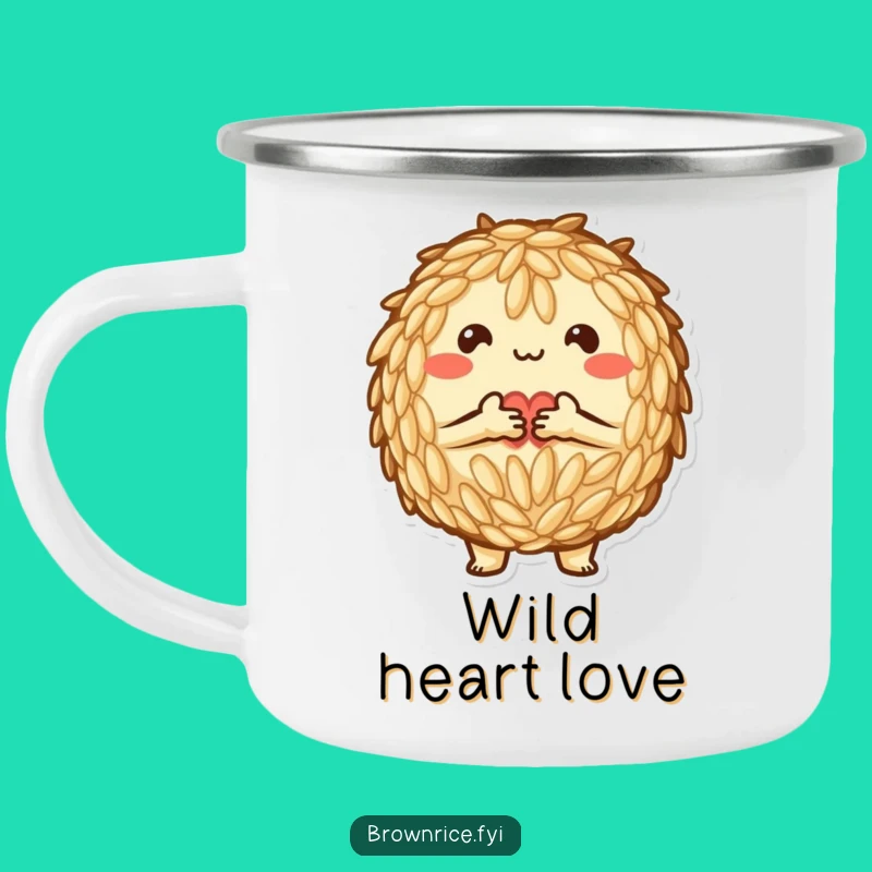 Funny Brown Rice Heart Camping Mug: Love outdoors, perfect funny gift!
