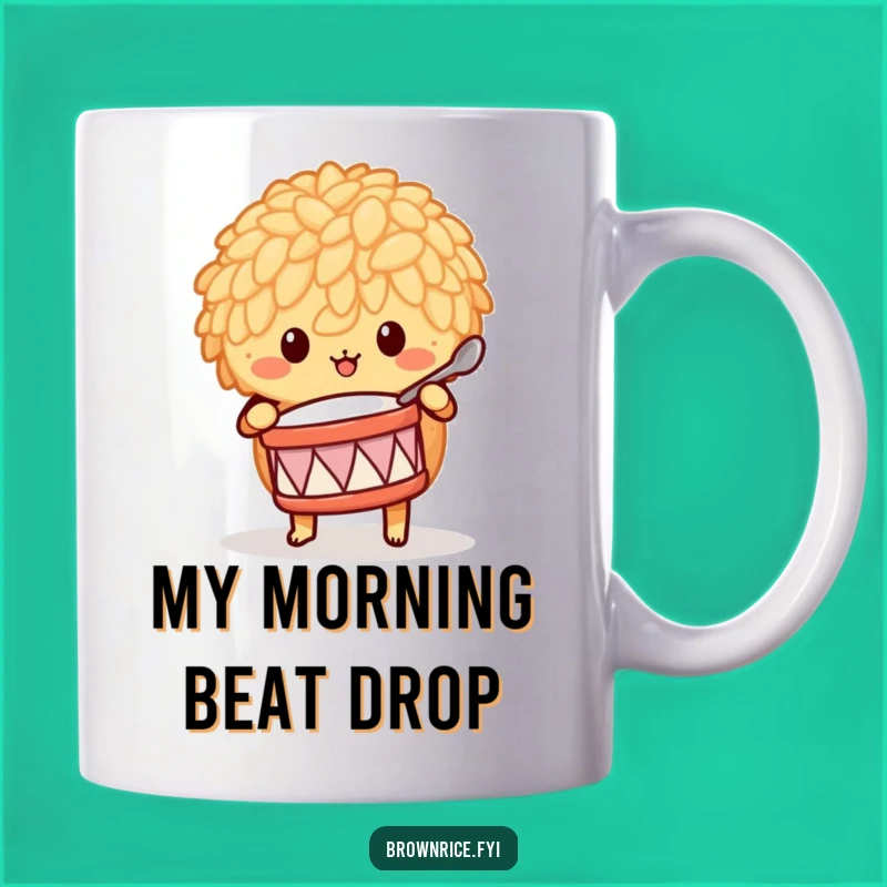 Funny Brown Rice Drummer Mug - Whimsical Musical Grain Character Gift