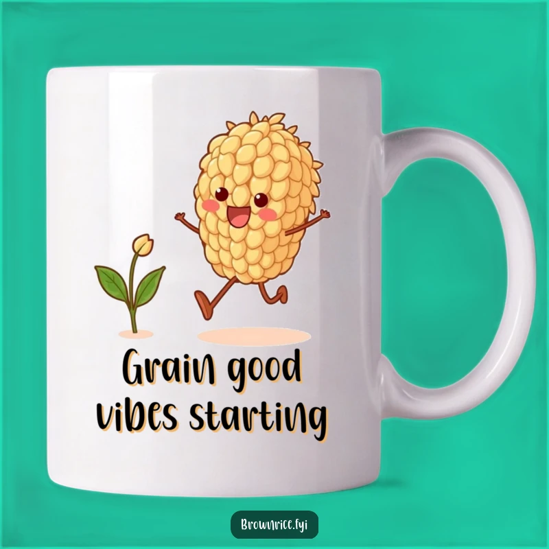 Funny Brown Rice Grain Skipping: Joyful Character Mug, Perfect Funny Gift Idea