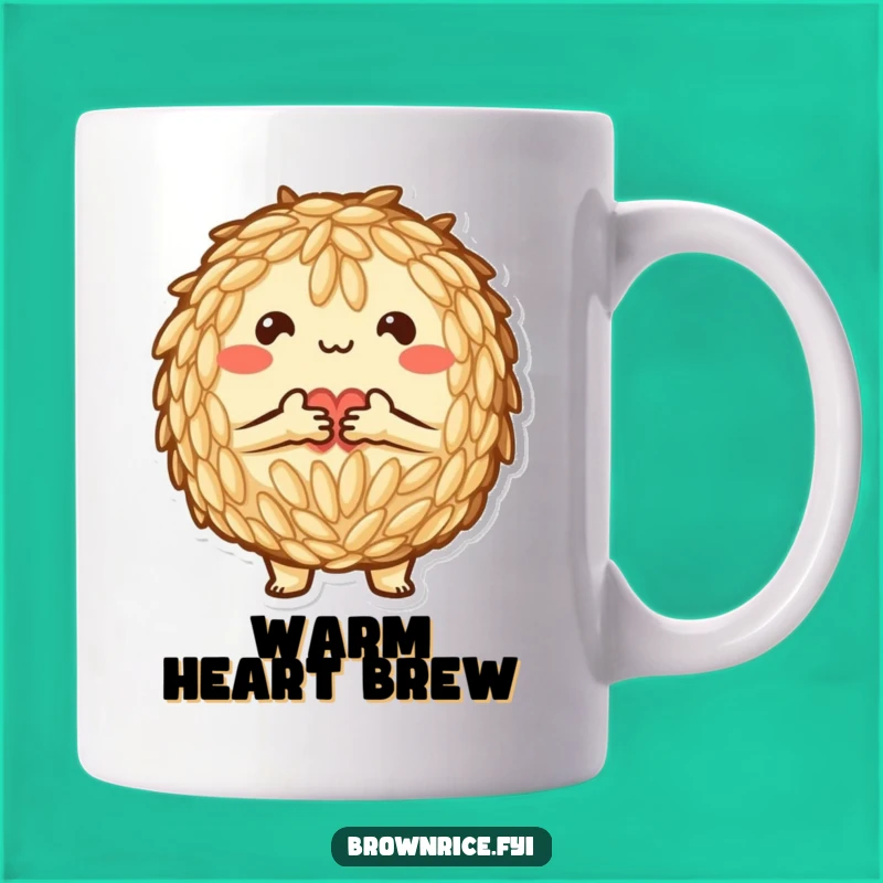 Funny Brown Rice Heart Mug: Spread Love, Perfect Funny Gift!