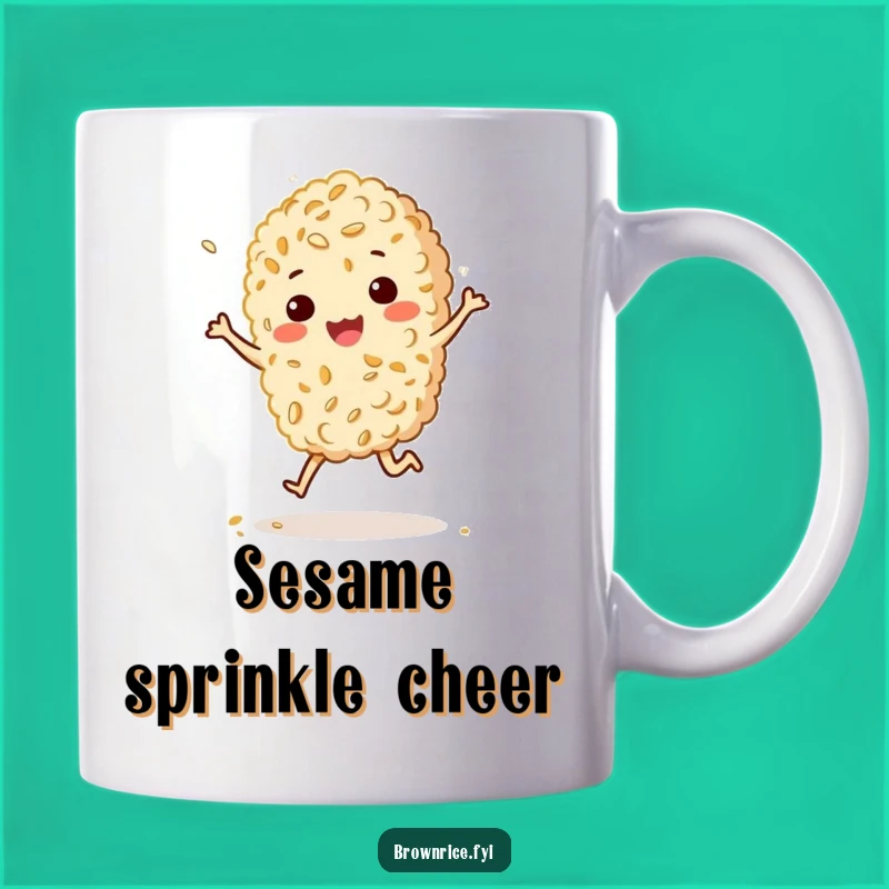 Funny Dancing Rice Mug - Happy Jig Sesame Sprinkle Gift