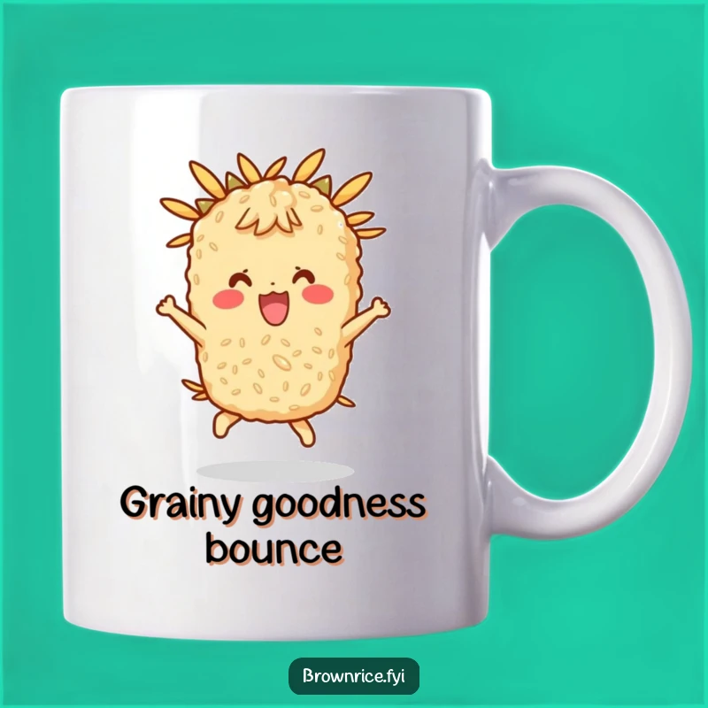 Funny Rice Character Mug, a Hilarious Gift for Foodies Who Love a Good Bounce