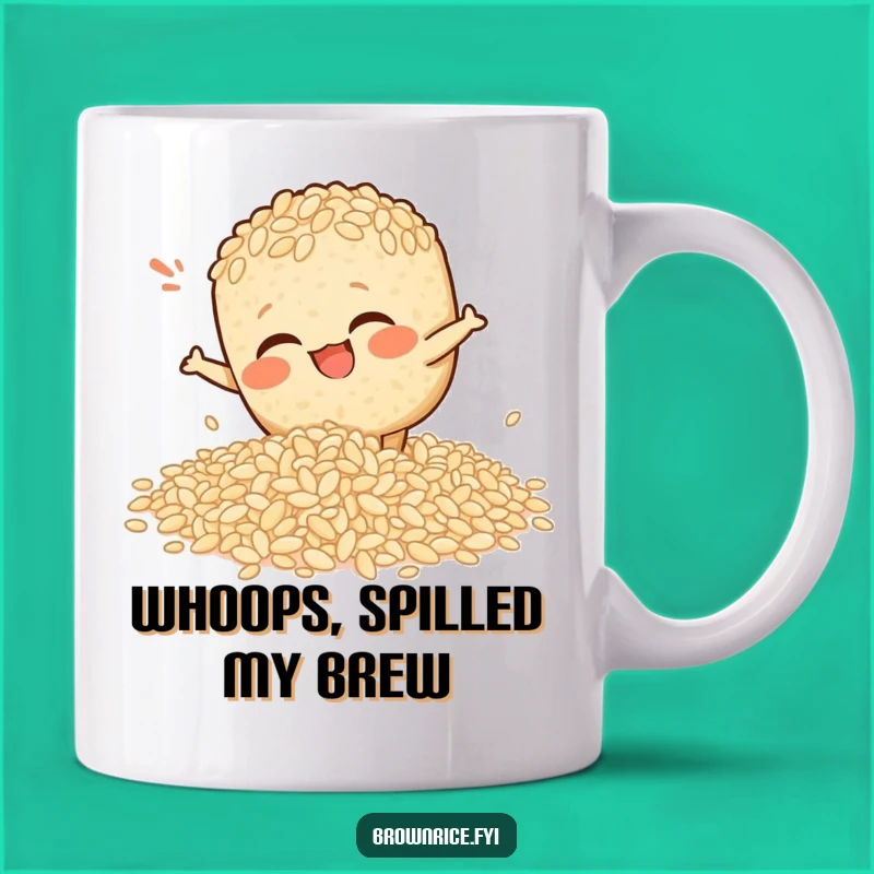 Funny Slipping Rice Brown Mug - Hilarious Kitchen Mishap Gift!