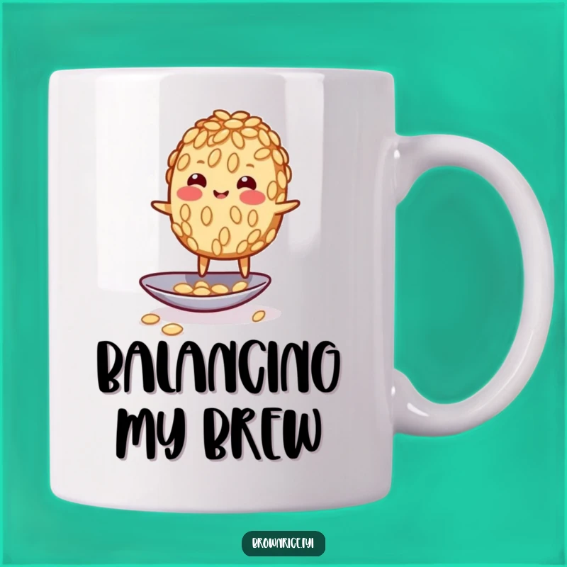Funny Wobbly Rice Grain Mug: Balancing Act Humor for a Perfect Gift