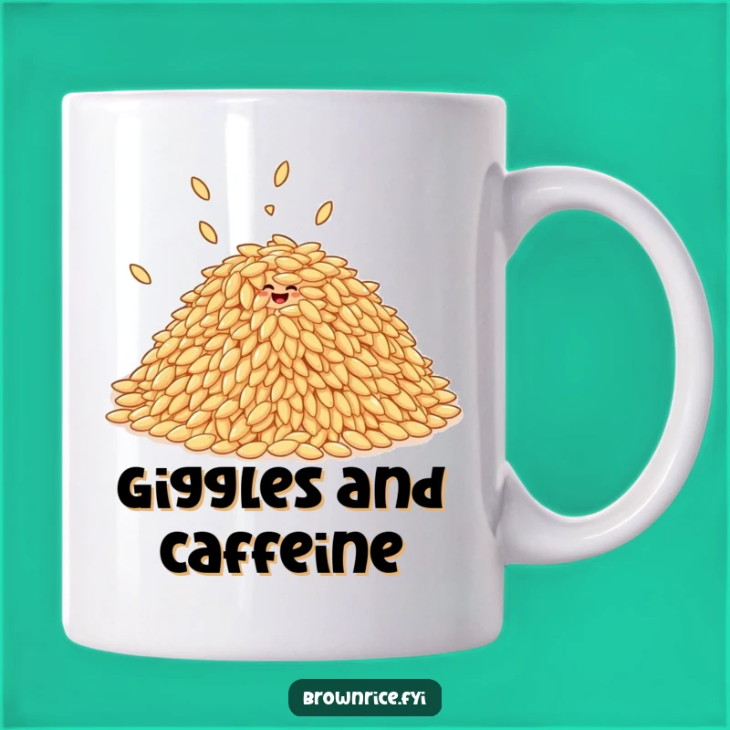 Funny Giggling Rice Grains Mug, Joyful Food Art Gift for a Happy Soul