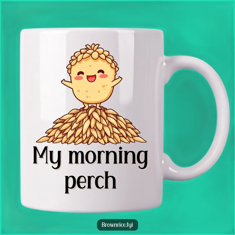 Funny Balancing Rice Brown Mug - Comedic Stability Gift for Rice Fans!