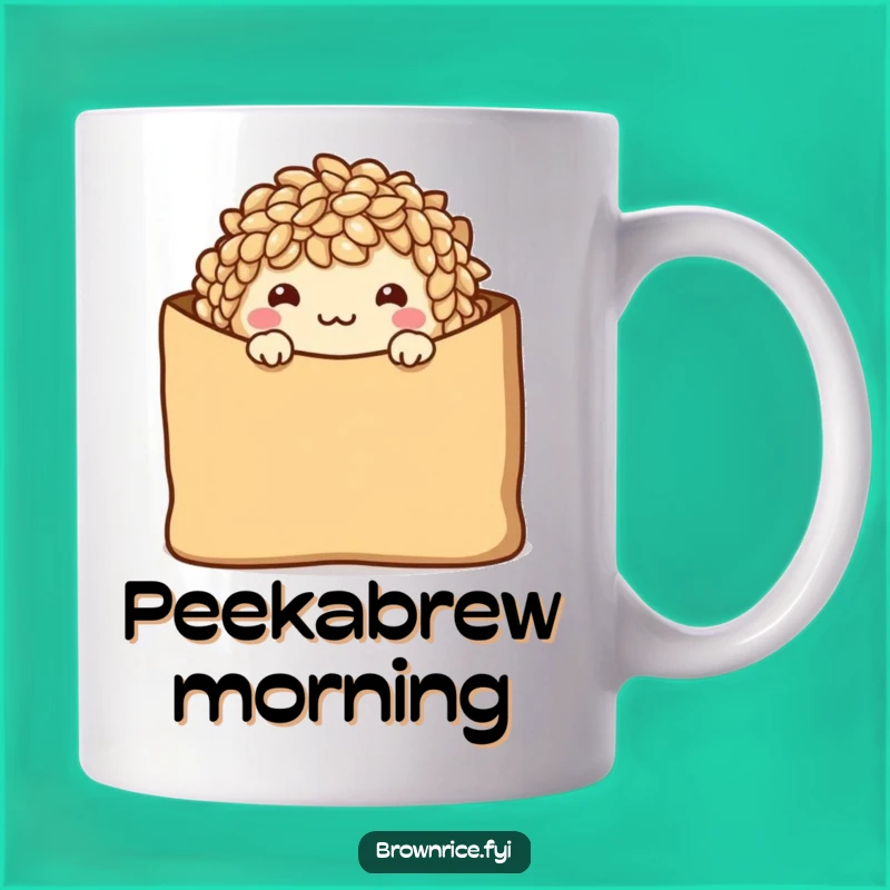 Funny Shy Brown Rice Mug: Peek-a-Boo Grains for a Wholesome Gift