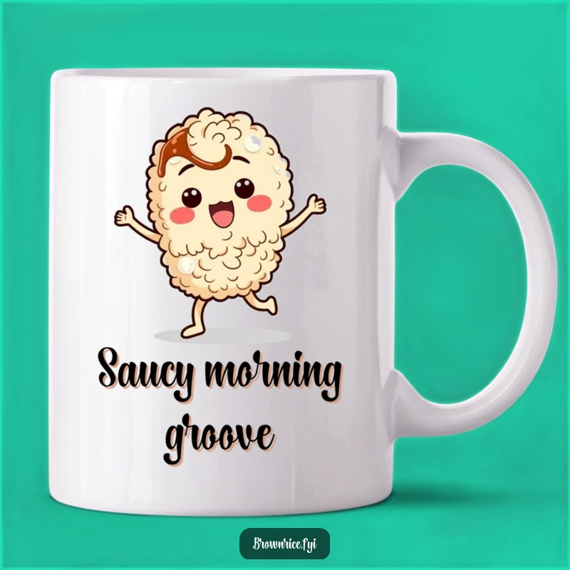 Funny Dancing Rice Mug: Silly Soy Sauce Grain Character Gift