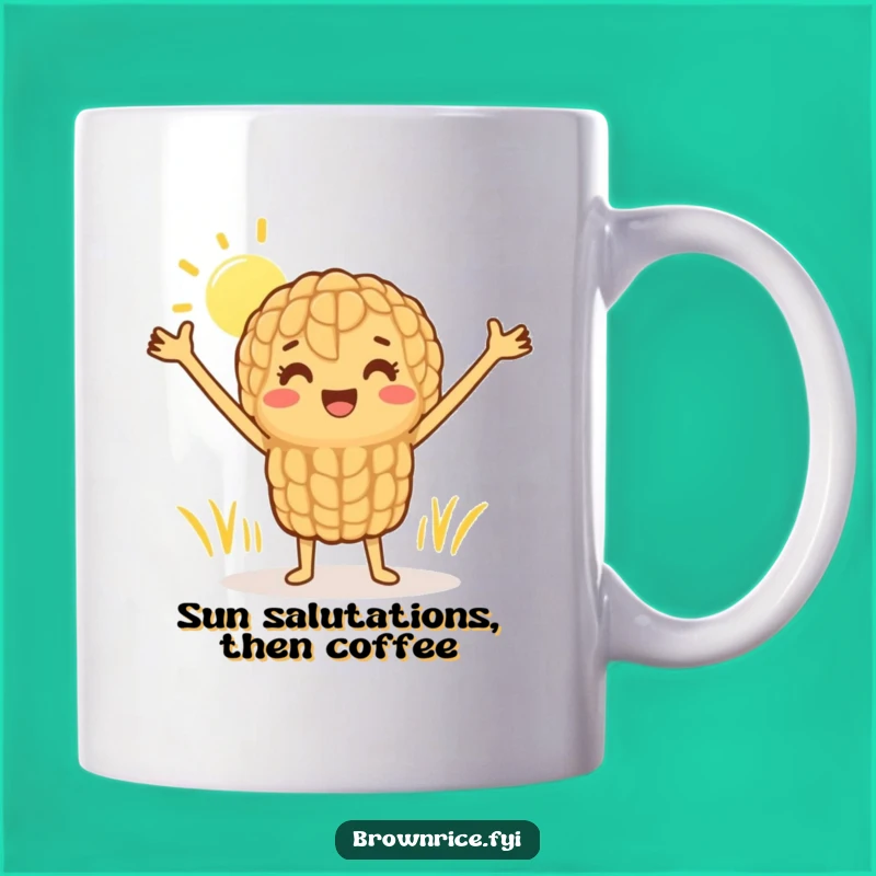 Funny Brown Rice Sunshine Stretch Mug: A Cheerful Grain's Happy Morning Gift