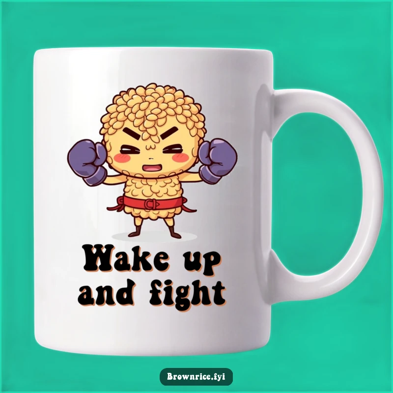 Funny Brown Rice Boxer Mug: Hilarious Gift for Fitness Fans and Foodies