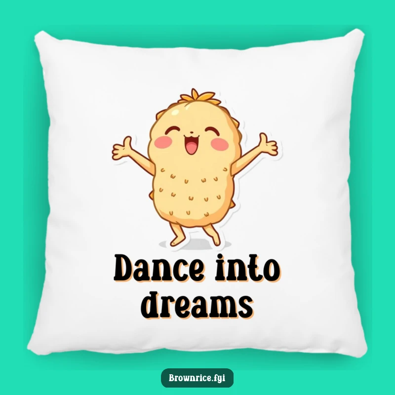 Funny Dancing Rice Brown Pillow - Comfy Pillow for Joyful Moments!
