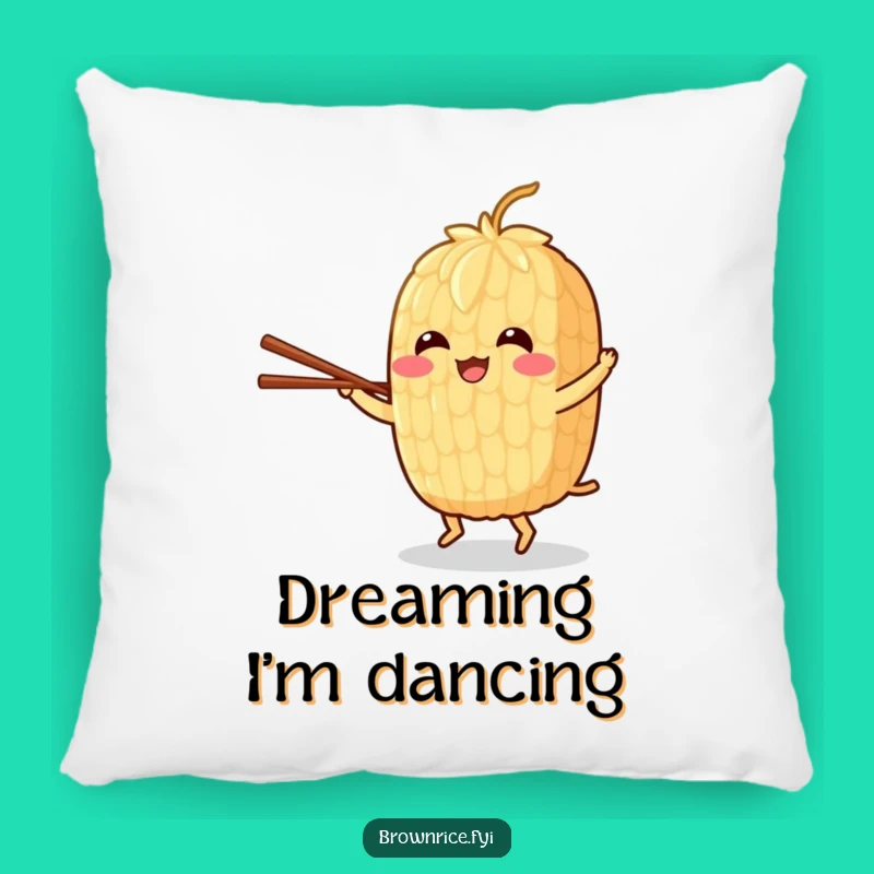 Funny Brown Rice Dance Pillow: Cuddle Up with a Grooving Grain Character!