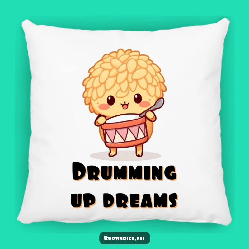 Funny Brown Rice Drummer Pillow - Soft Musical Grain Character Cushion Gift