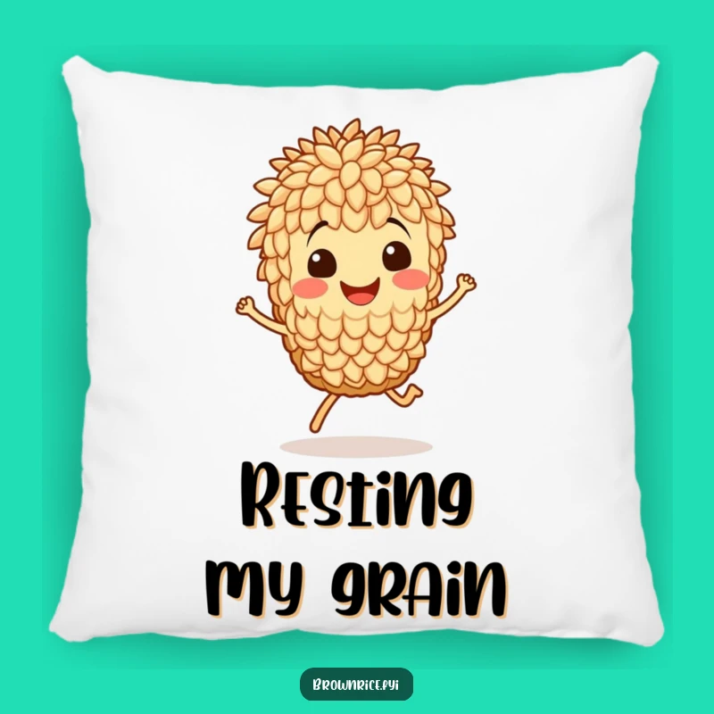 Funny Brown Rice Hop Pillow: Cuddle Up with a Joyful Grain Character!