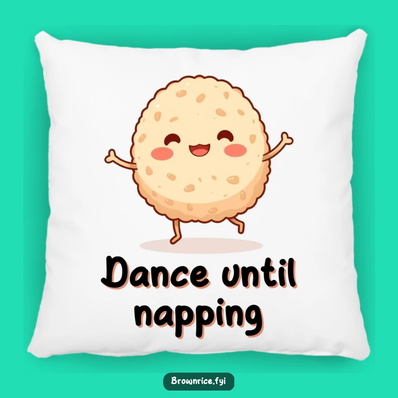 Funny Dancing Brown Rice Ball Pillow, Cozy Kawaii Cushion for a Silly Gift