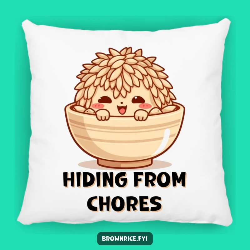 Funny Brown Rice Mischief Pillow: Cuddle Up with a Sneaky Grain Character!