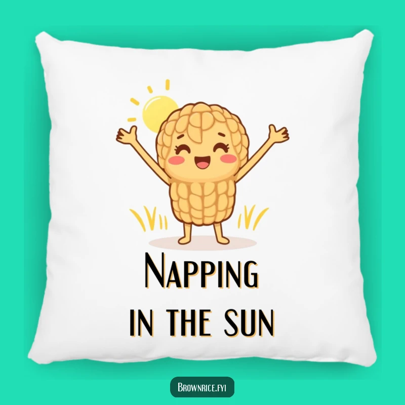 Funny Brown Rice Sunshine Stretch Pillow: Cozy Cheerful Grain Comfort