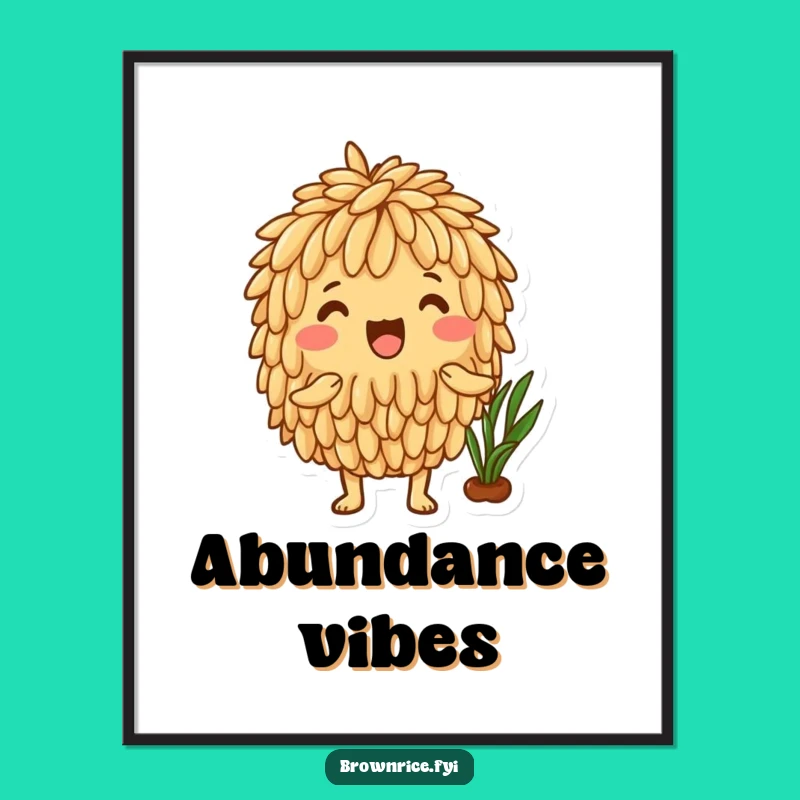 Funny Brown Rice Harvest Joy Digital Print - Instant Garden Art Gift