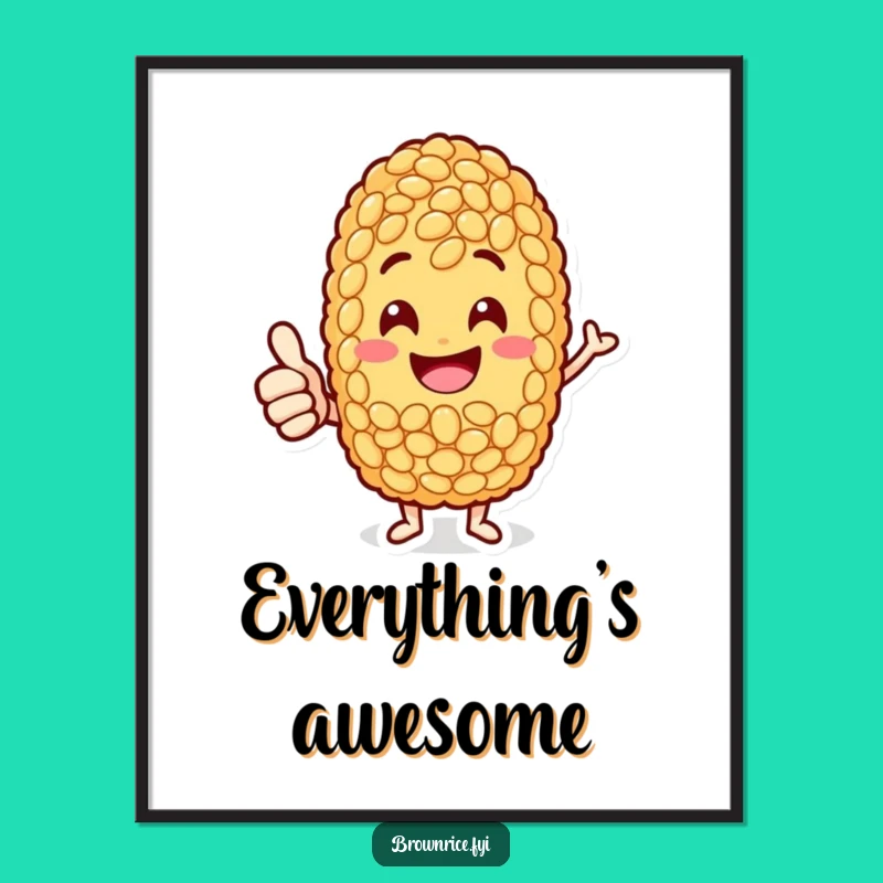Funny Jolly Rice Grain Digital Art: Thumbs-Up Character's Positive Vibes
