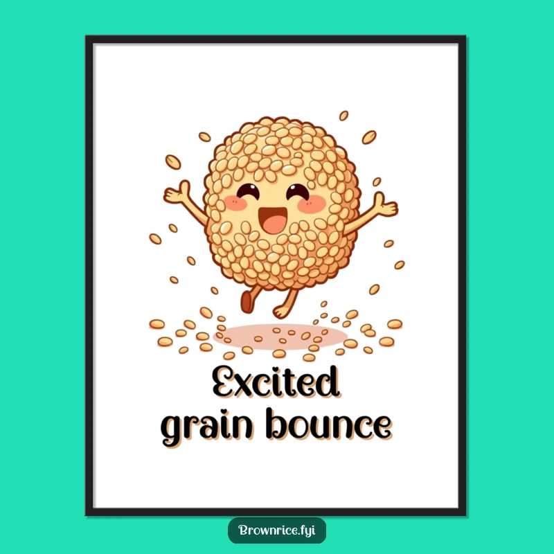 Funny Bouncing Brown Rice Digital Art: Instant energy, perfect funny gift!