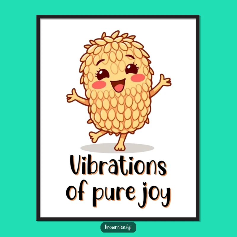 Funny Brown Rice Grain Happy Dance Digital Print: Instant Joy for Your Walls