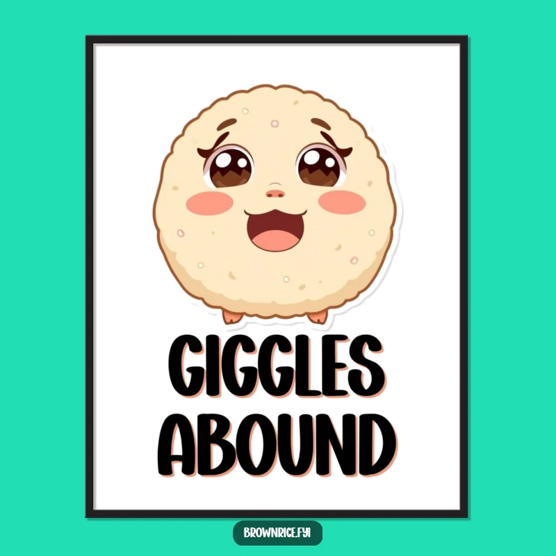 Funny Printable Brown Rice Ball Art - Instant Cartoon Laughing Download