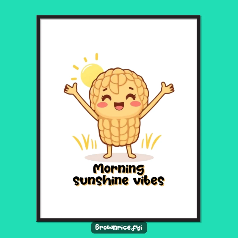 Funny Brown Rice Sunshine Stretch Digital Print: Cheerful Grain Art Download