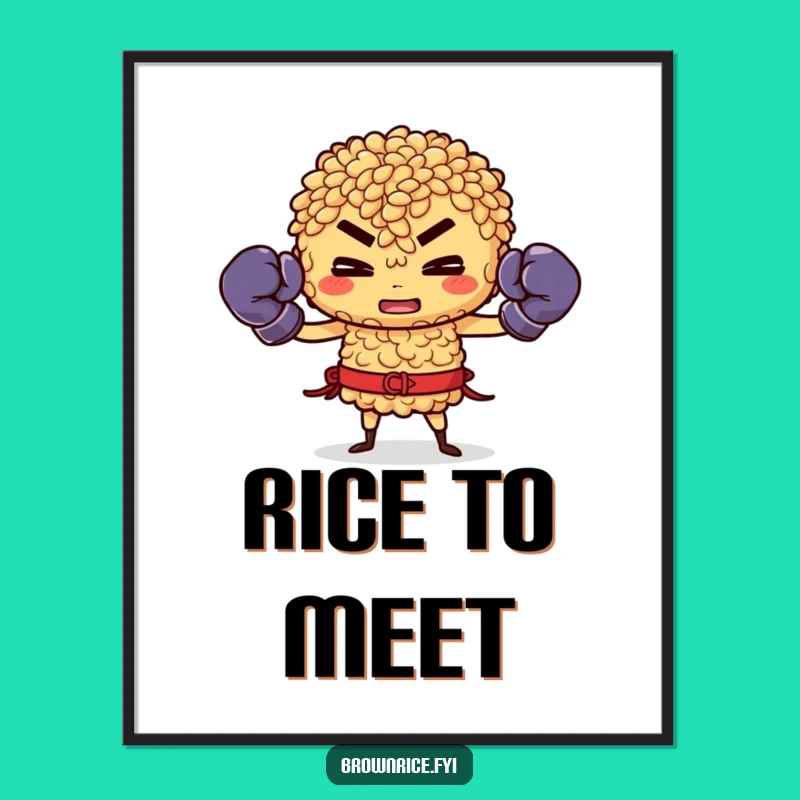 Funny Brown Rice Boxer Digital Art: Motivational Print for Fitness Fans