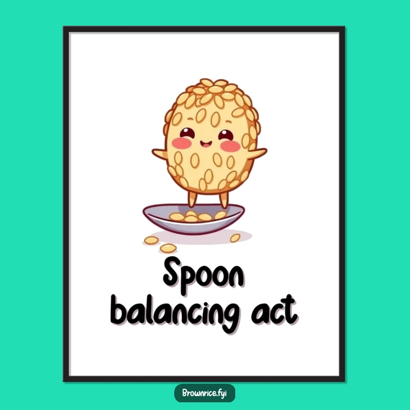 Funny Wobbly Rice Grain Digital Art: Balancing Act Humor for Walls