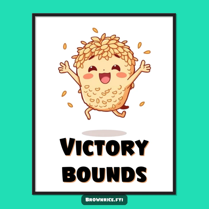 Funny Brown Rice Jumping Digital Print: Instant Joy with Hilarious Character Art
