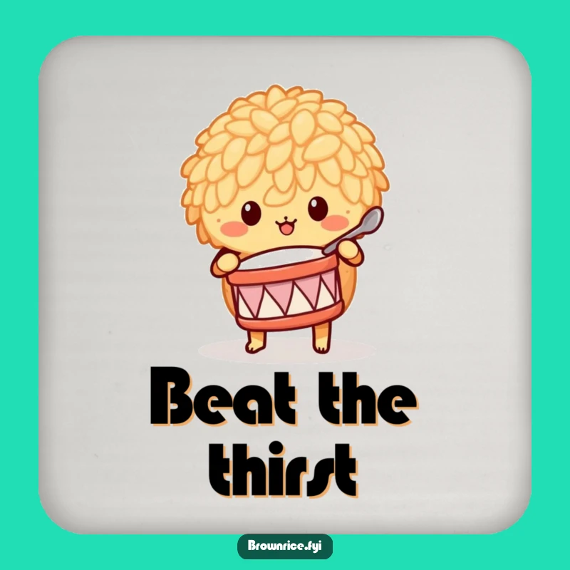 Funny Brown Rice Drummer Coasters - Set Musical Grain Character Decor Gift