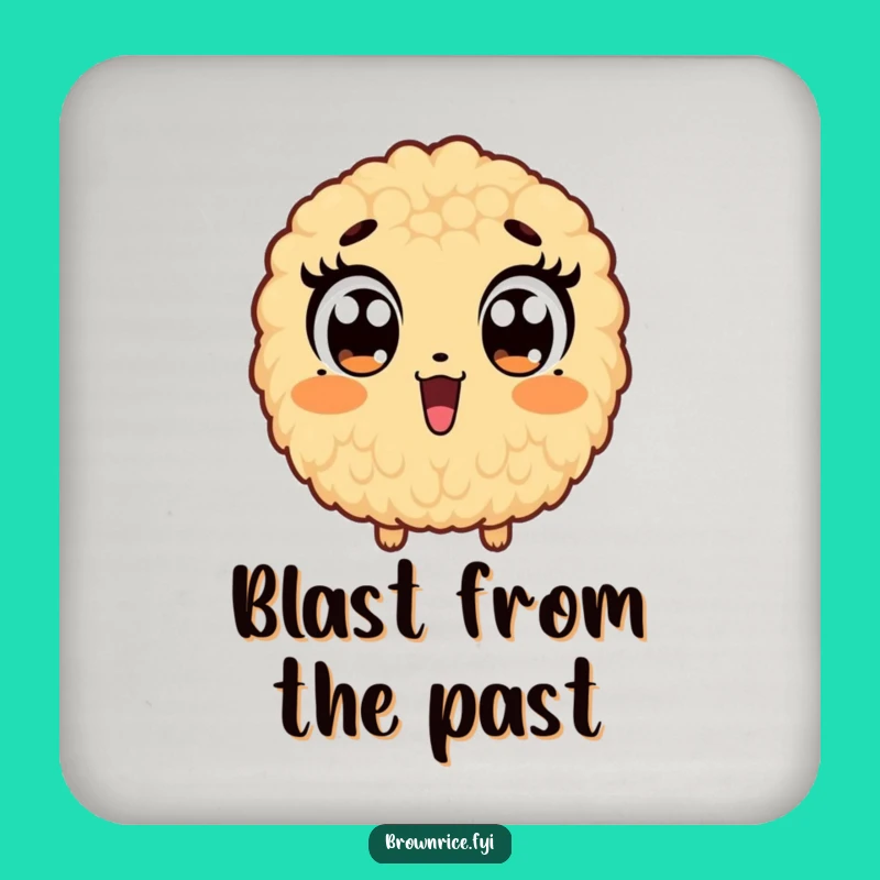 Funny Brown Rice Surprise Drink Coaster: Surfaces Protected with Wide-Eyed Shock!