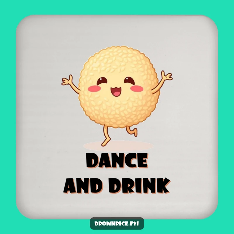 Funny Protective Brown Rice Ball Coaster - Cute Cartoon Dancing Drink Mat