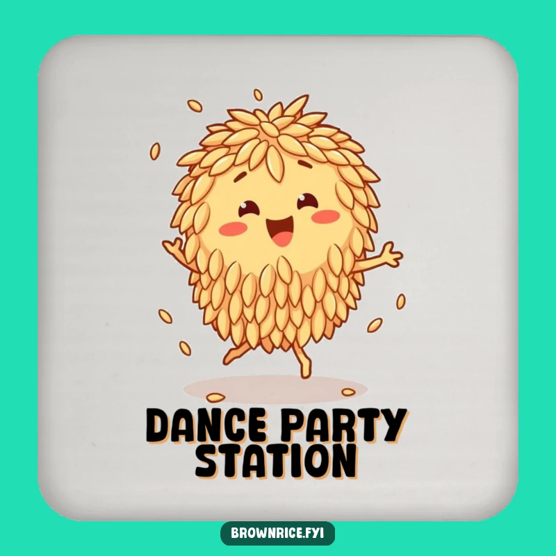 Funny Brown Rice Jig Coaster Set: Protect Surfaces with Rhythmic Fun
